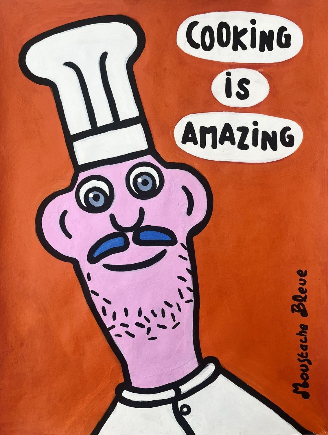 Dessin figuratif petit format rose Cooking is amazing – MOUSTACHE BLEUE – 30 × 40 cm
