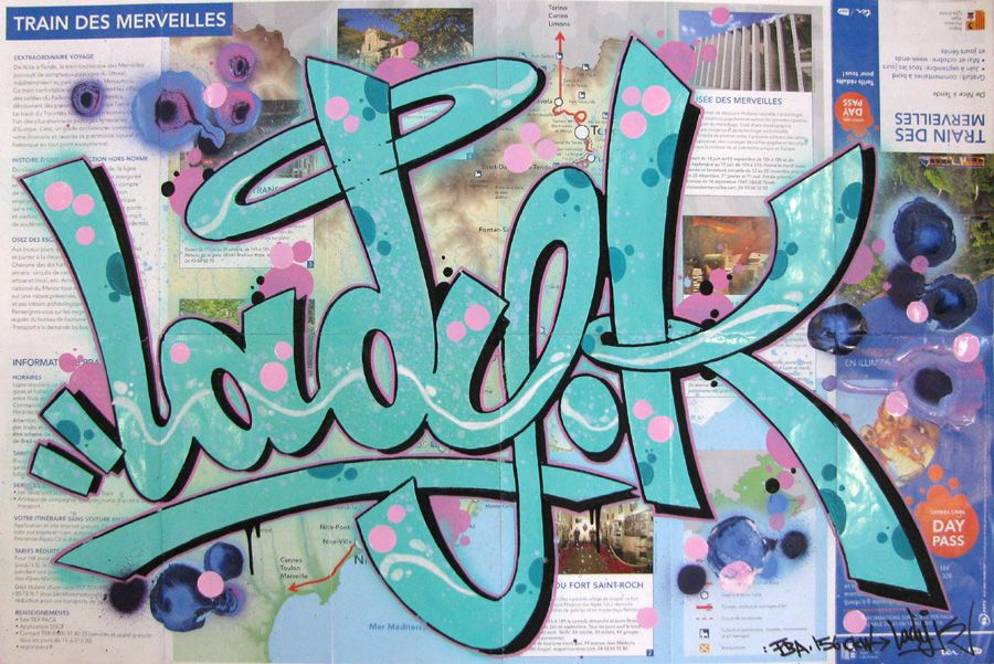 Dessin moyen format LADY K SUR TRAIN DES MERVEILLES – LADY K – 60 × 40 cm