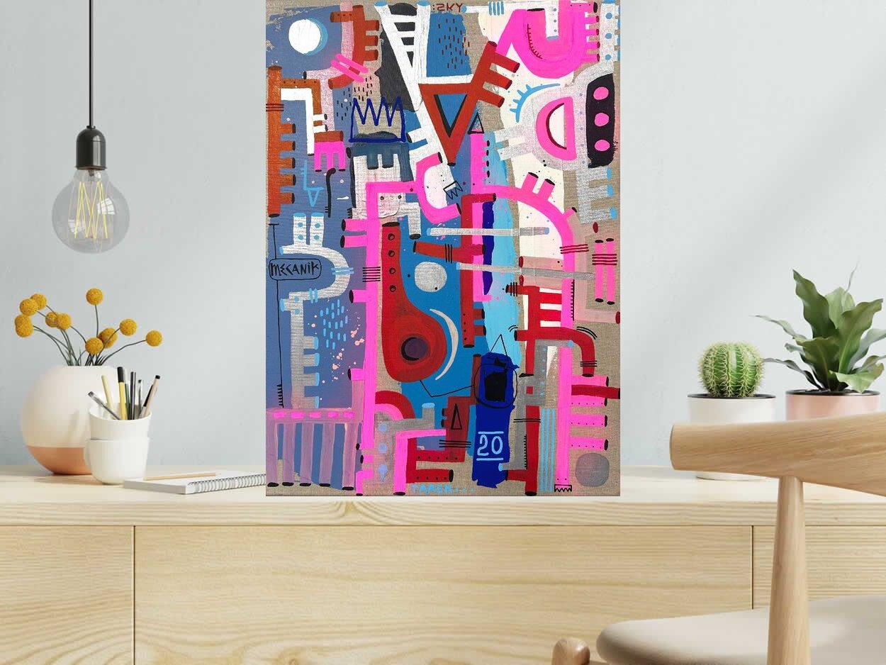 Dessin Sky geometric de TAREK dans un intérieur – 50 × 70 cm