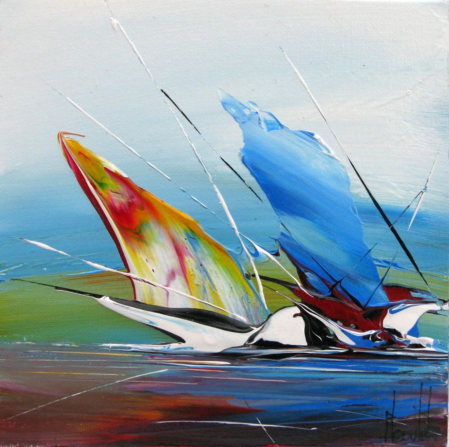 Dessin petit format MARINE ABSTRAITE 6 – F. BOUTET – 19 × 19 cm