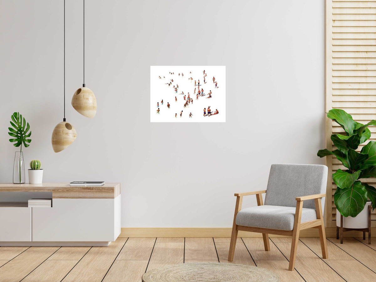 Digigraphie LA PLAGE DE CINQ TERRE  (FOND BLANC) de GILLES INVERNIZZI dans un intérieur – 80 × 60 cm