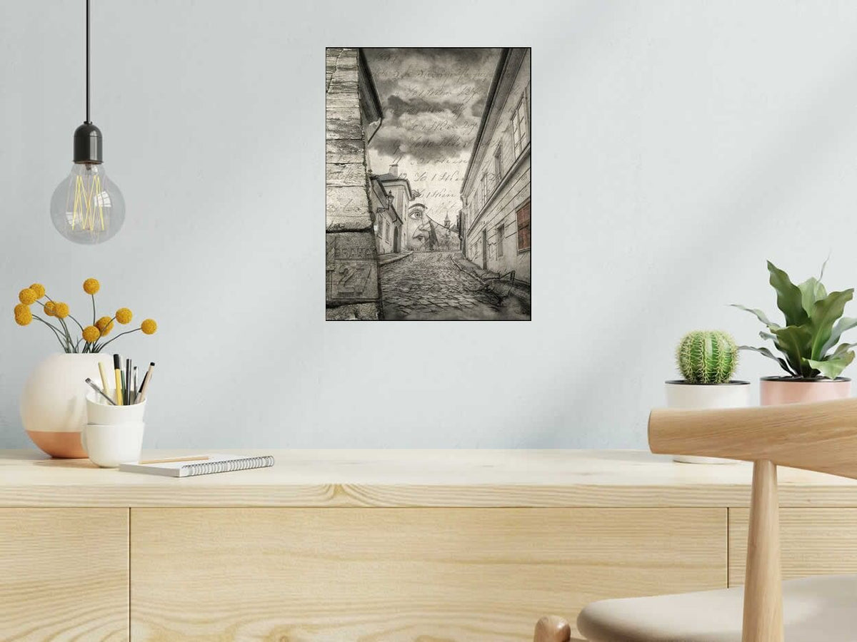 Digigraphie Kafka de OliR dans un intérieur – 40 × 30 cm