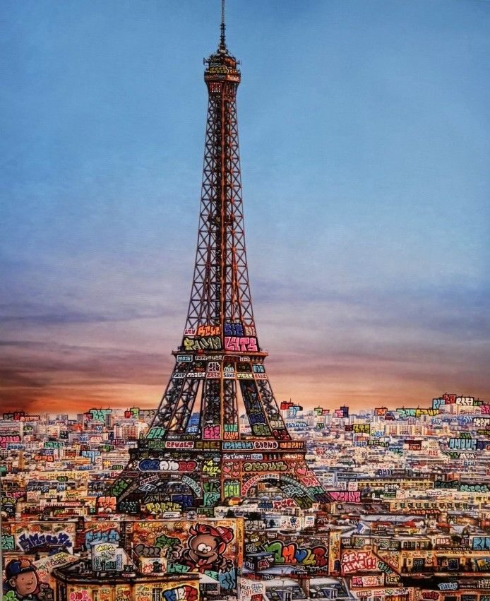Digigraphie graffiti moyen format PARIS JE T'AIME – BLACH – 50 × 60 cm