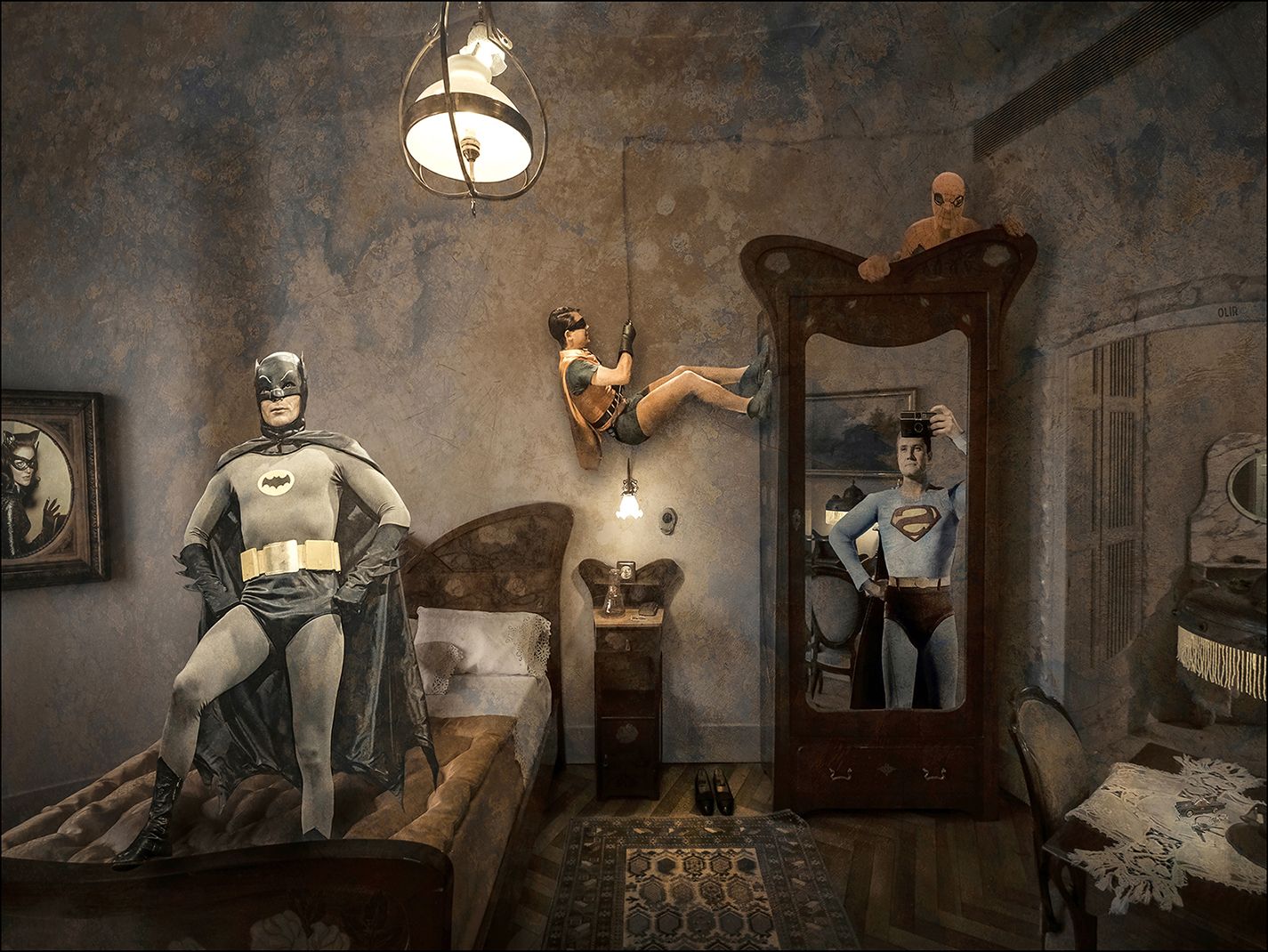 Digigraphie petit format Vintage super heroes – OliR – 40 × 30 cm