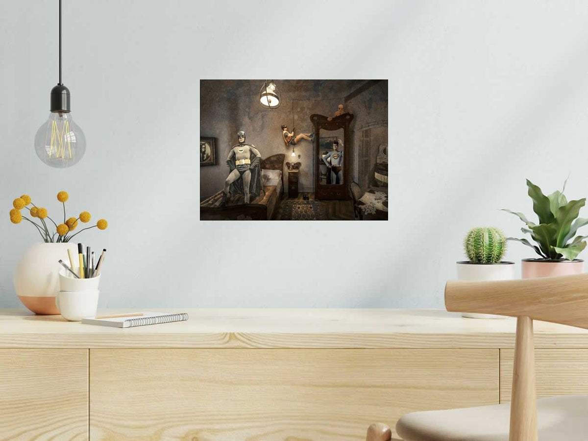 Digigraphie Vintage super heroes de OliR dans un intérieur – 40 × 30 cm
