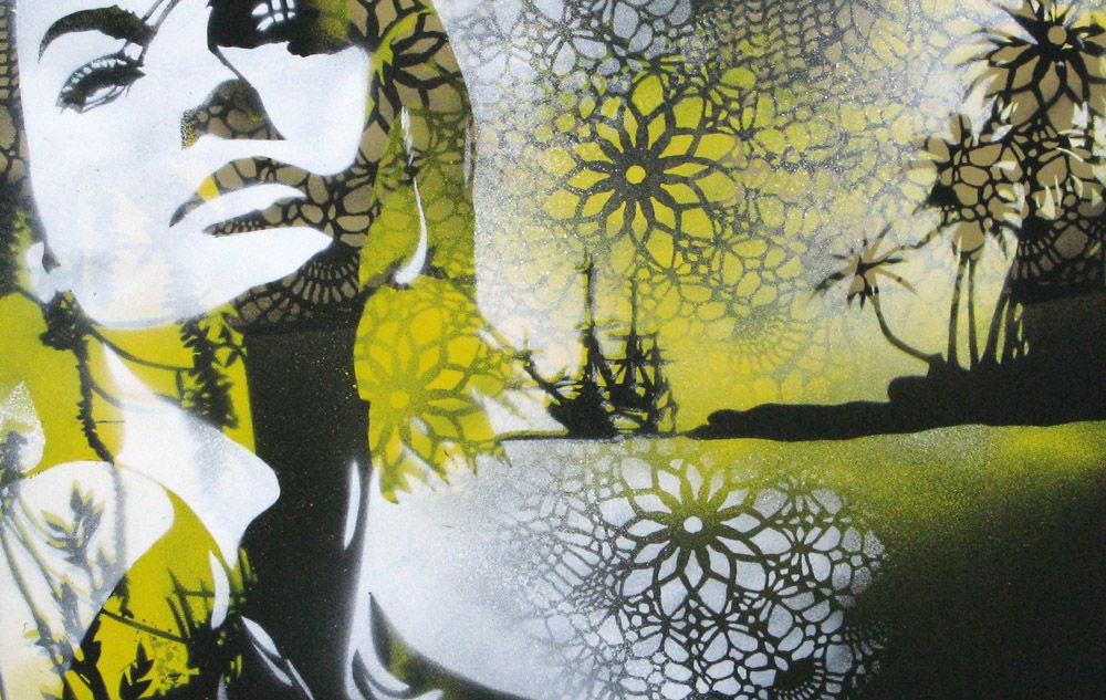 Tableau de KARO TRASS a pour titre  Direction les îles style street pop art, street art dim : KARO TRASSprix:170