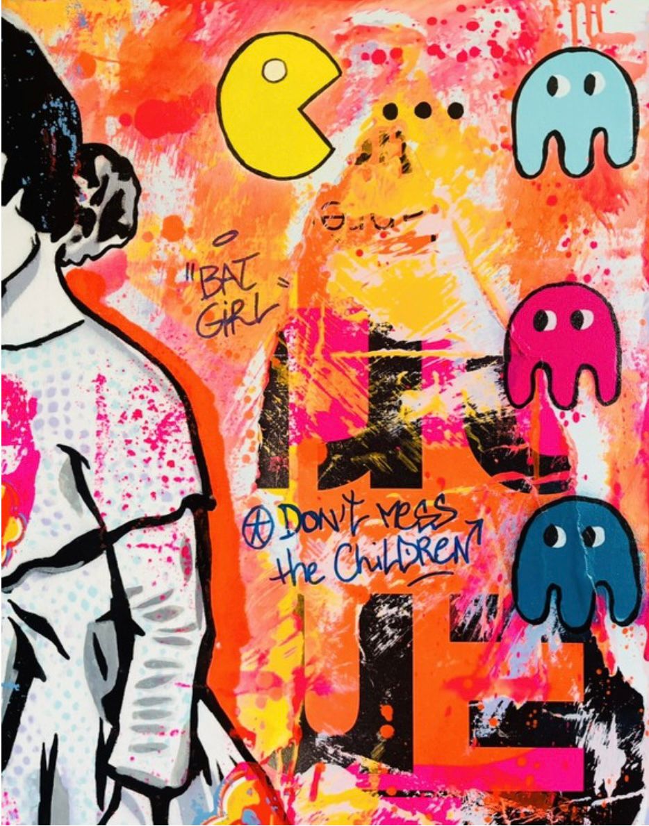 Tableau de SARA CHELOU a pour titre  Bat Girl style street pop art dim : SARA CHELOUprix:890