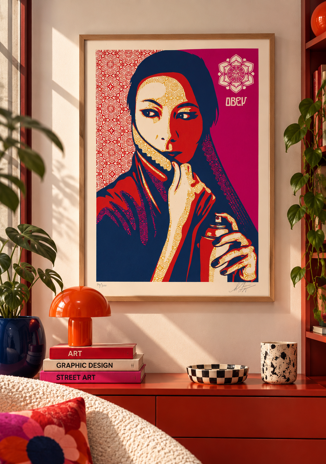 Edition d art Commanda de OBEY : SHEPARD FAIREY dans un intérieur – 42 × 60 cm