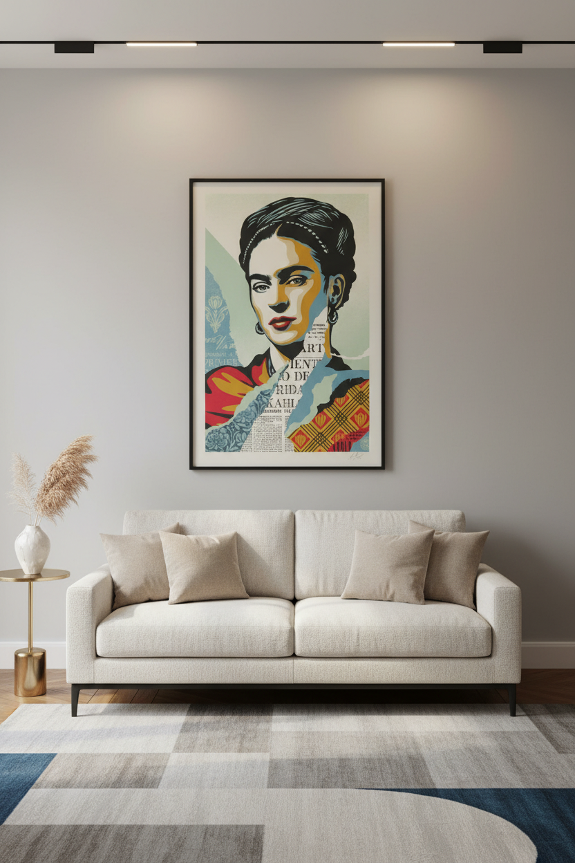 Edition d art Frida de OBEY : SHEPARD FAIREY dans un intérieur – 61 × 92 cm