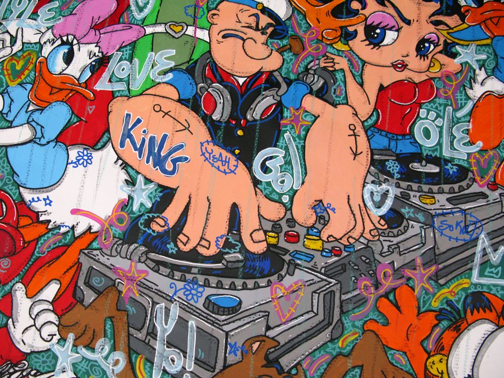 Tableau de RICO SAB a pour titre  Enjoy Dj Popeye style street pop art, street art dim : RICO SABprix:1900