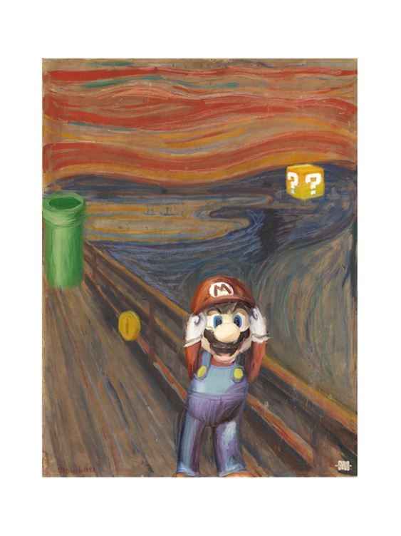 Estampe figuratif petit format blanc Le cri de Mario – SHUZ – 30 × 40 cm