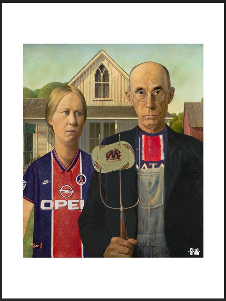 Estampe figuratif petit format blanc PSG Couple – SHUZ – 30 × 40 cm