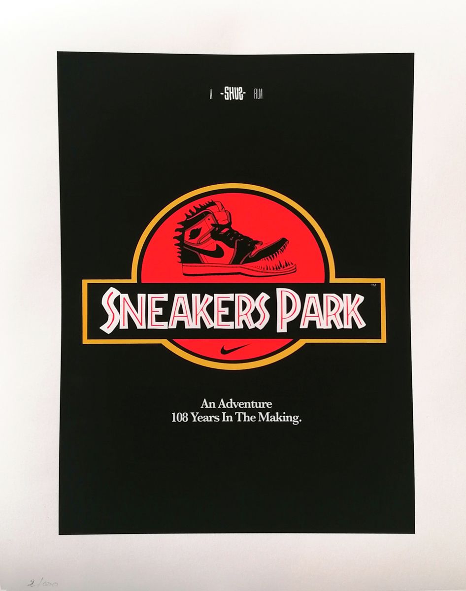 Estampe figuratif petit format blanc SNEAKERS PARK – SHUZ – 30 × 40 cm