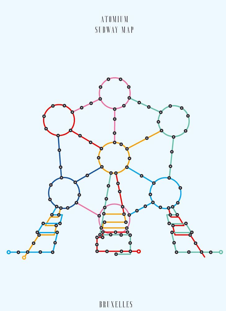 Estampe figuratif petit format SUBWAY MAP ATOMIUM – GABY JOSEPHINE – 30 × 40 cm