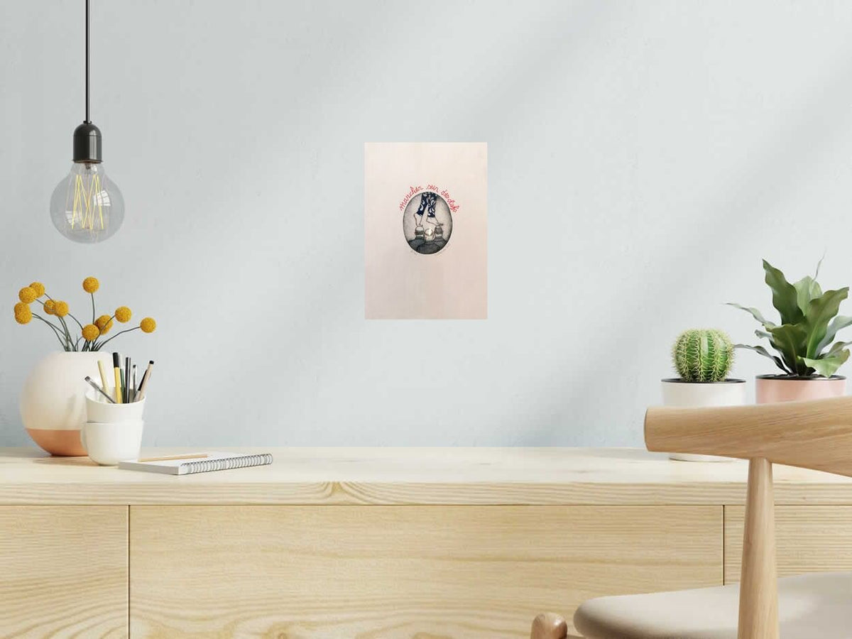 Estampe Marcher sur des oeufs de NAVIEILLEVILLE dans un intérieur – 18 × 24 cm