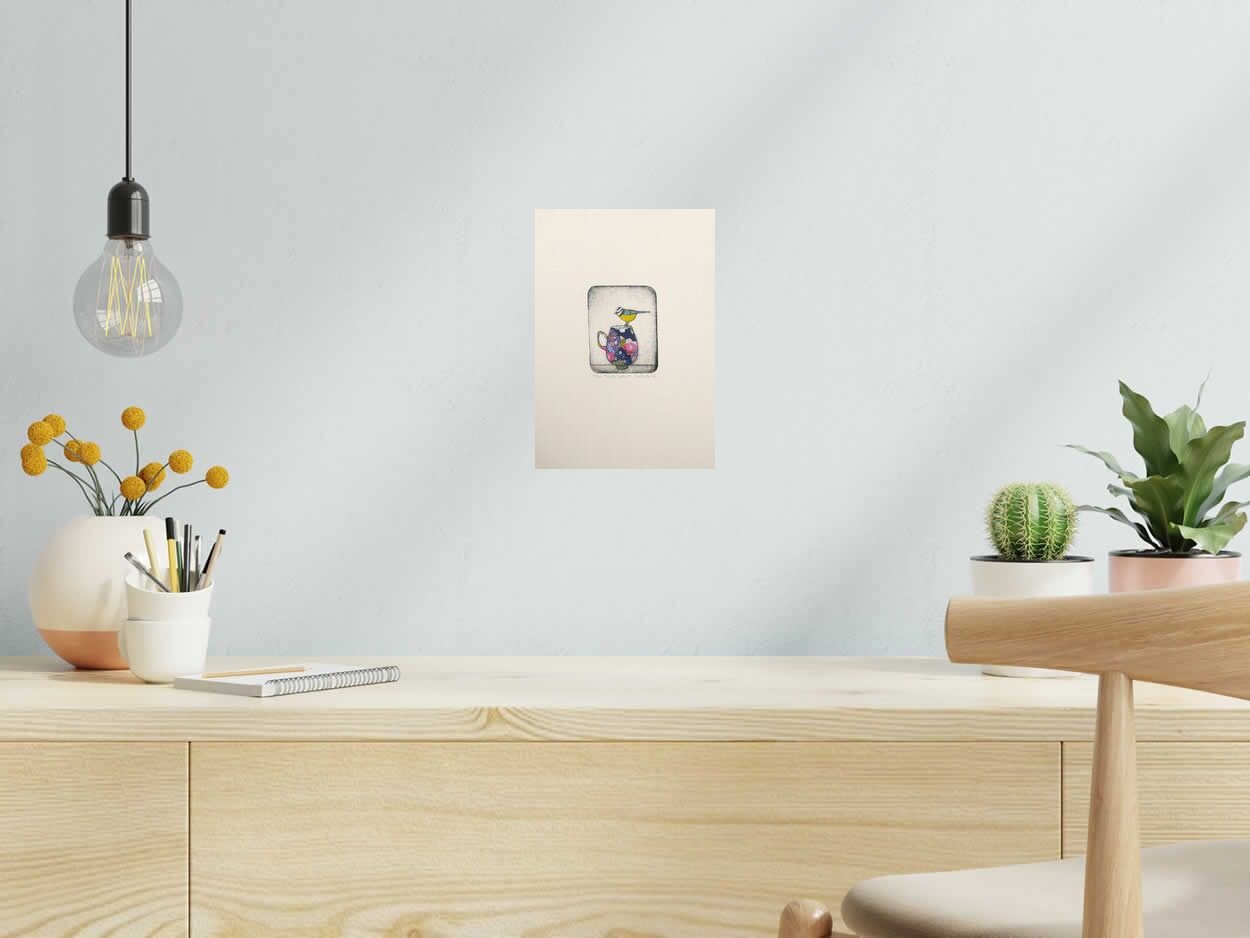Estampe Thé du matin M de NAVIEILLEVILLE dans un intérieur – 18 × 26 cm