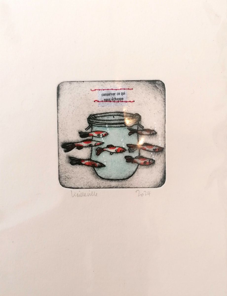 Estampe figuratif petit format noir Ce qui nous échappe – NAVIEILLEVILLE – 15 × 20 cm