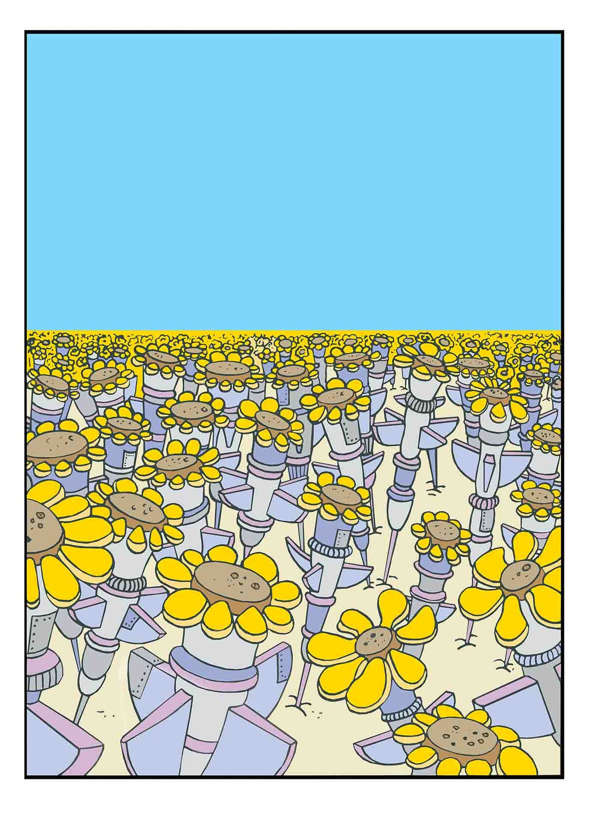 Estampe graphique moyen format bleu et jaune Resilience – Mark Temlett – 50 × 70 cm