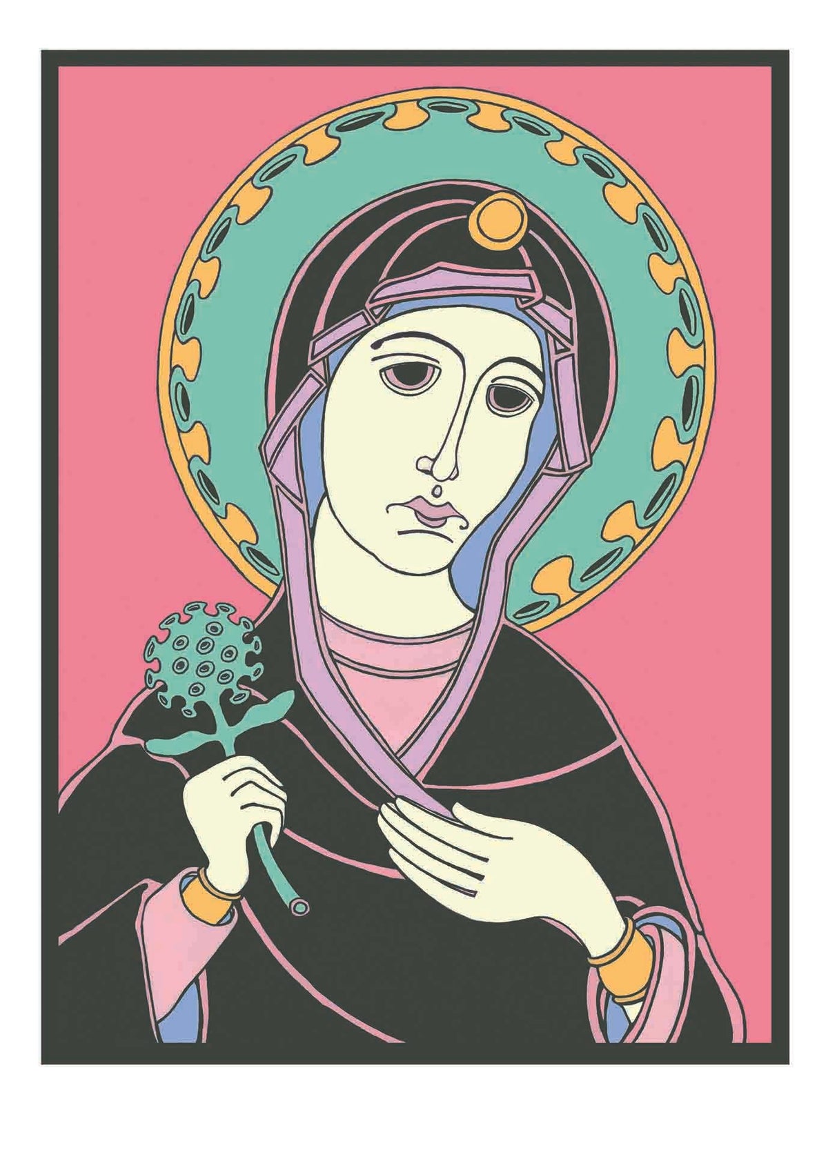 Estampe graphique moyen format bleu et rose Icon – Mark Temlett – 50 × 70 cm