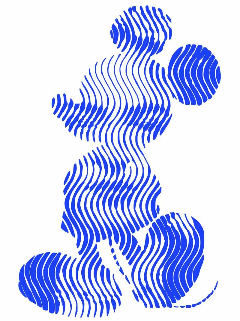 Estampe graphique petit format blanc et bleu MICKAHLO – WAWAPOD – 30 × 40 cm