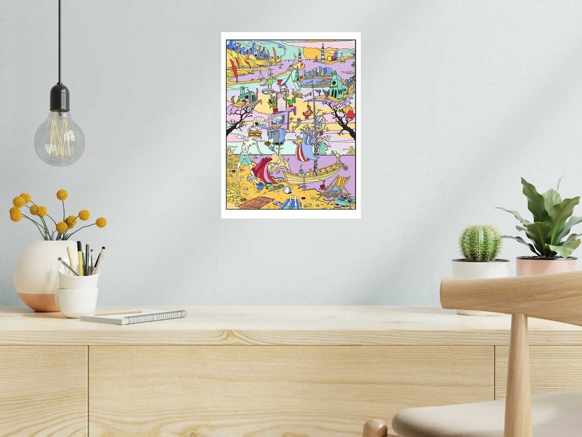 Estampe Paysage sur la plage de Mark Temlett dans un intérieur – 30 × 40 cm