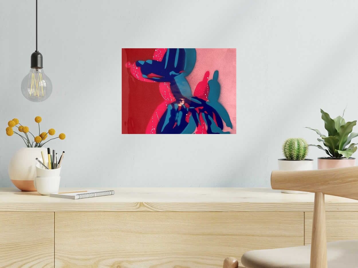 Estampe Koons Ilusion bleu rose de WAWAPOD dans un intérieur – 40 × 30 cm