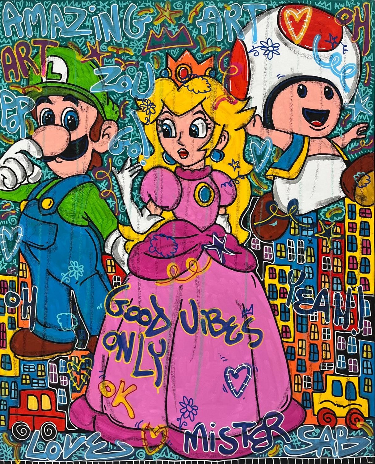 Tableau de RICO SAB a pour titre  Good Vibes Only style street pop art, street art dim : RICO SABprix:800