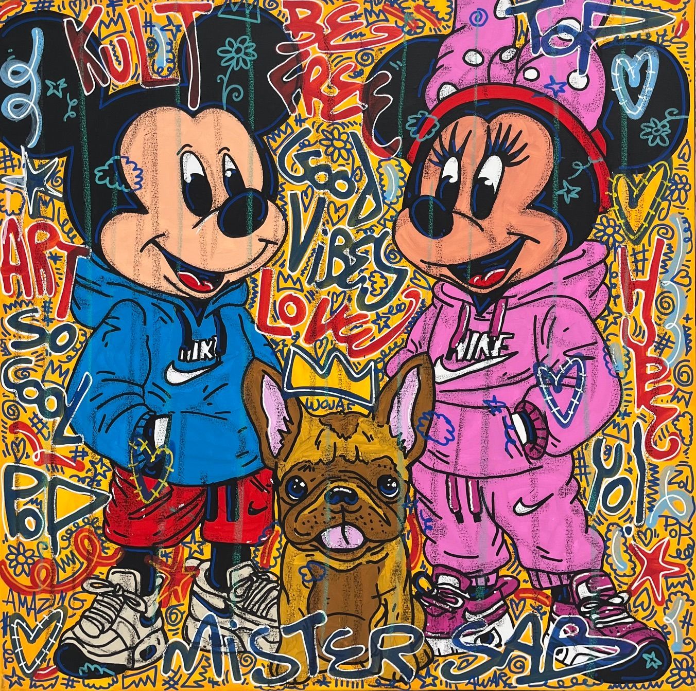 Tableau de RICO SAB a pour titre  Good Vibes style street pop art, street art dim : RICO SABprix:600