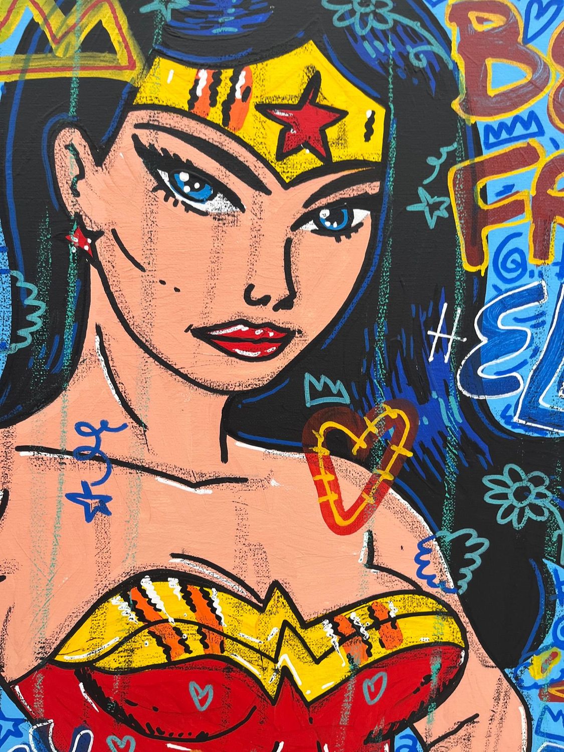 Tableau de RICO SAB a pour titre  Good vibes Wonder Woman style street pop art dim : RICO SABprix:450