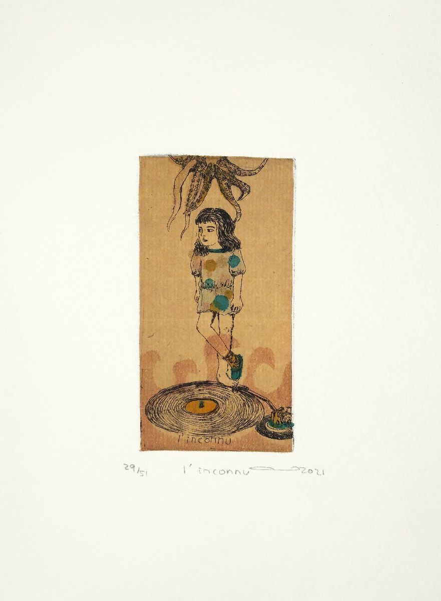 Gravure figuratif petit format L'inconnu – ATSUKO ISHII – 15 × 21 cm