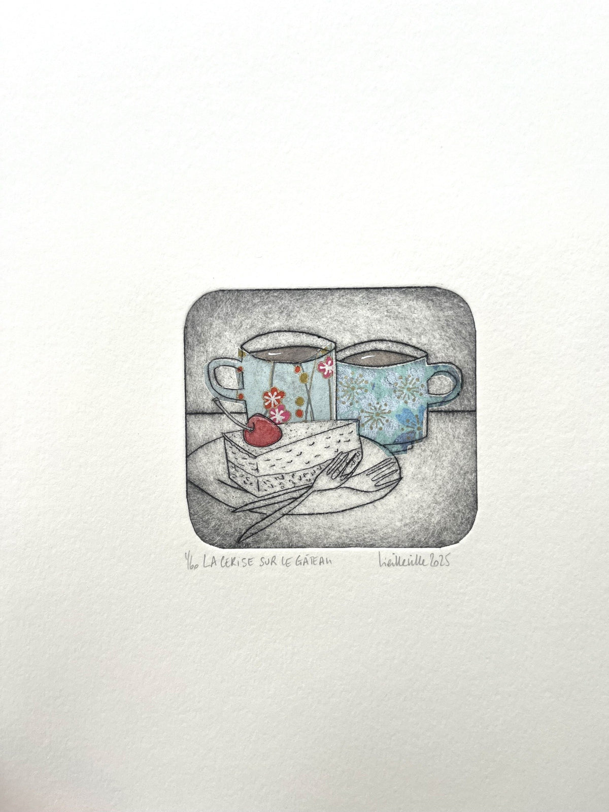 Gravure gravure petit format La cerise sur le gâteau - 1/60 – NAVIEILLEVILLE – 27 × 18 cm