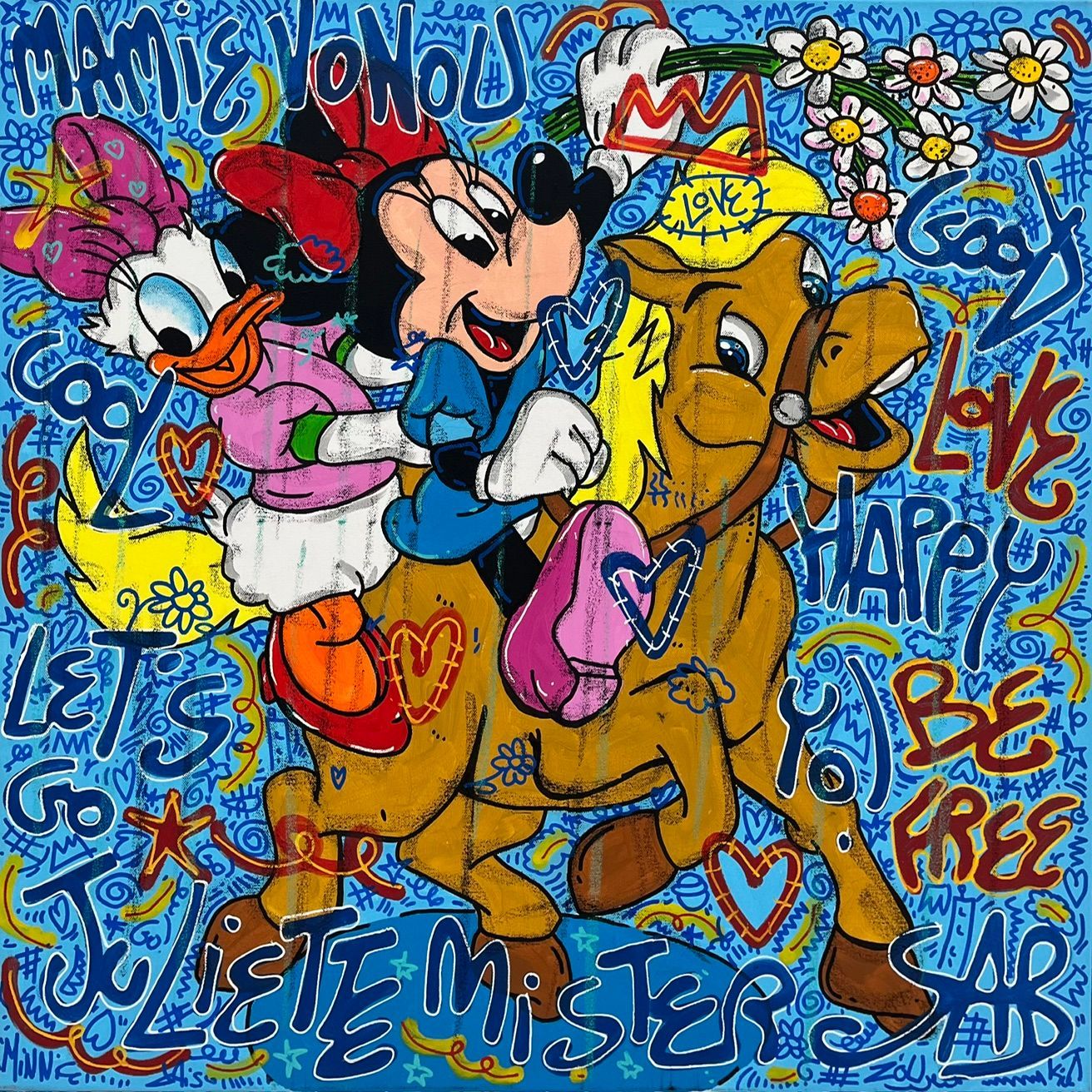 Tableau de RICO SAB a pour titre  Happy Minnie style street pop art, street art dim : RICO SABprix:600