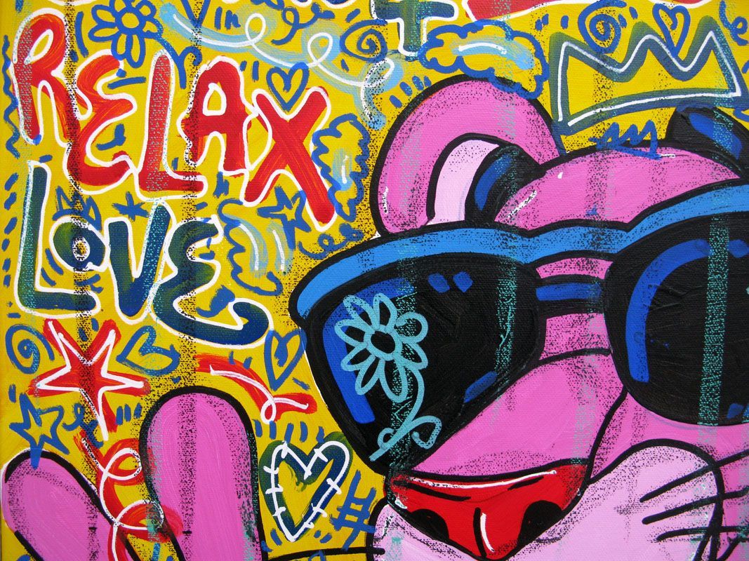 Tableau de RICO SAB a pour titre  Hello Pink style street pop art, street art dim : RICO SABprix:290