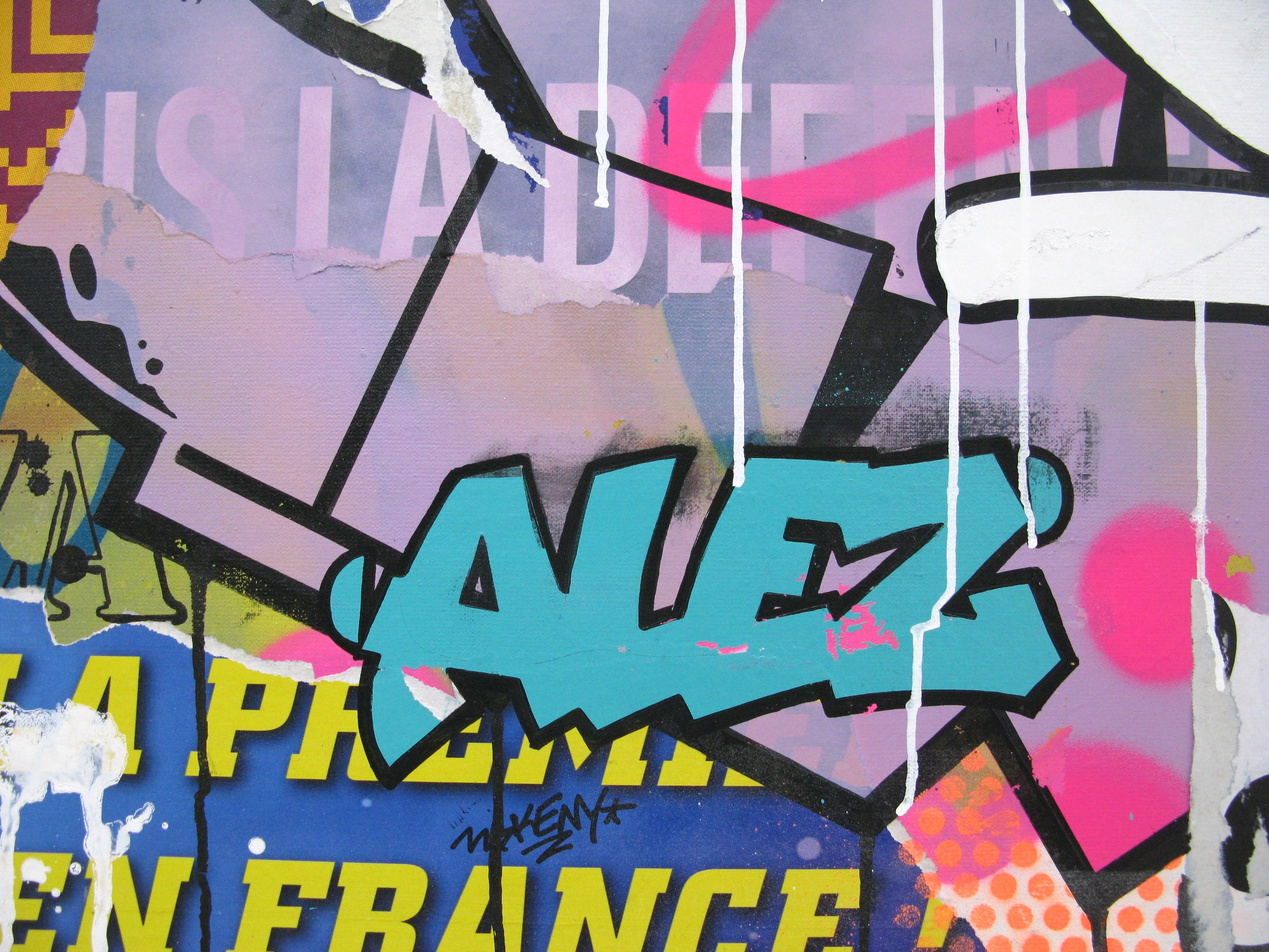 Tableau de KENY a pour titre  I NEED MONEY style graffiti, street art dim : KENYprix:800