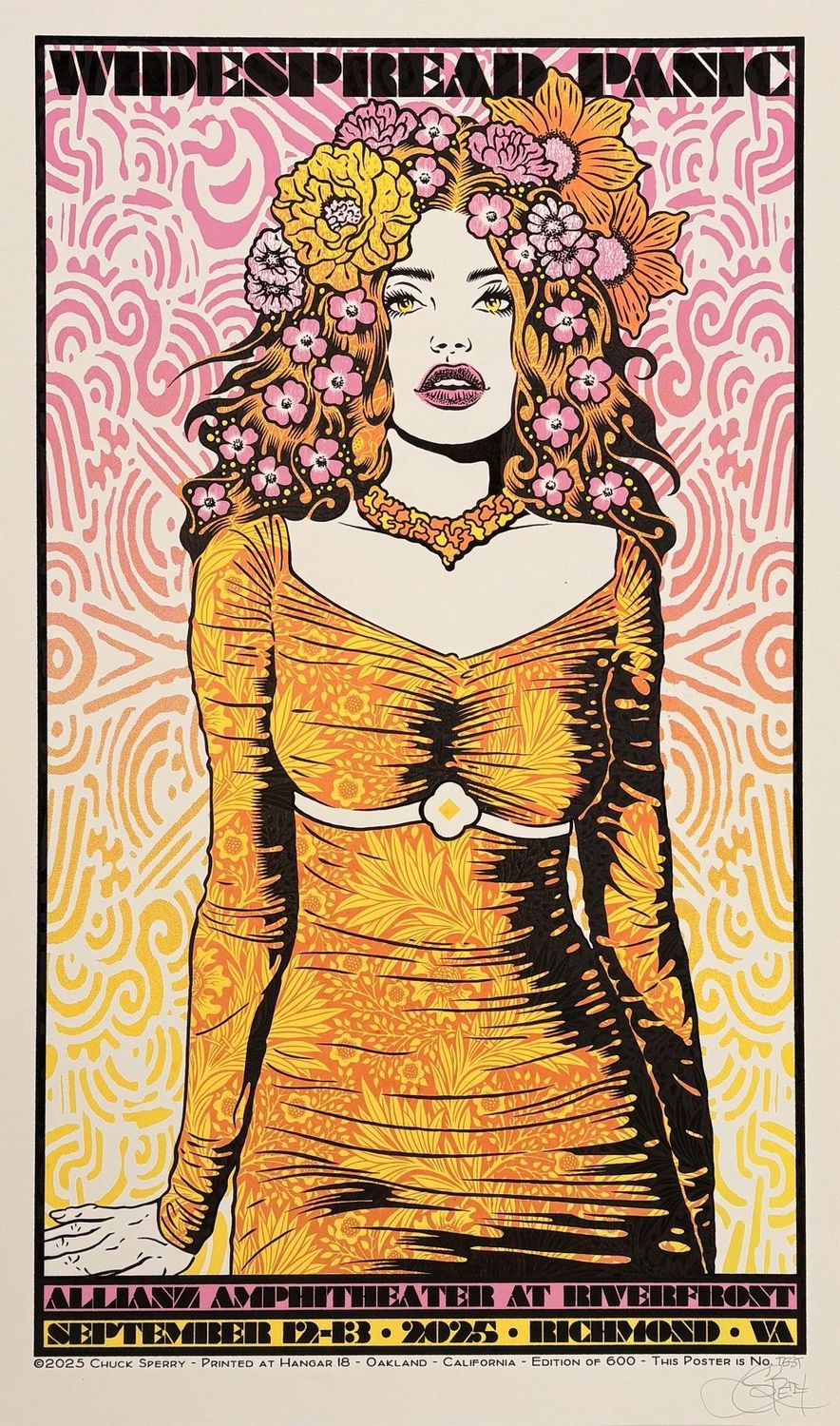 Editions d'art de CHUCK SPERRY a pour titre  JUNO, WIDSPREAD PANIC  TEST  JAUNE ET ROSE style expo chuck dim : CHUCK SPERRYprix:600