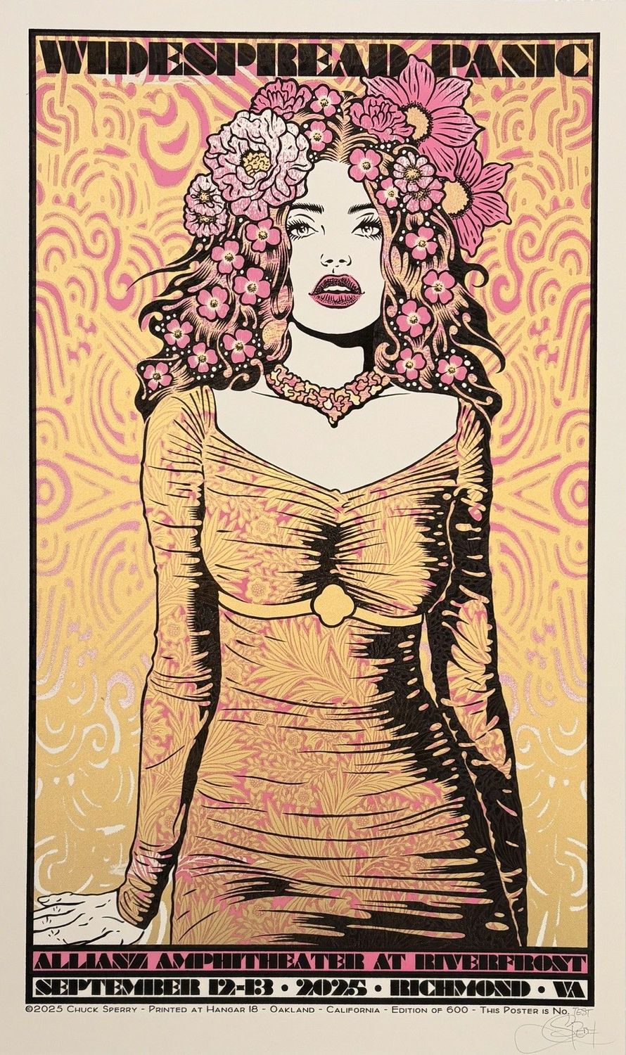 Editions d'art de CHUCK SPERRY a pour titre  JUNO, WIDSPREAD PANIC TEST ROSE ET OR style expo chuck dim : CHUCK SPERRYprix:600