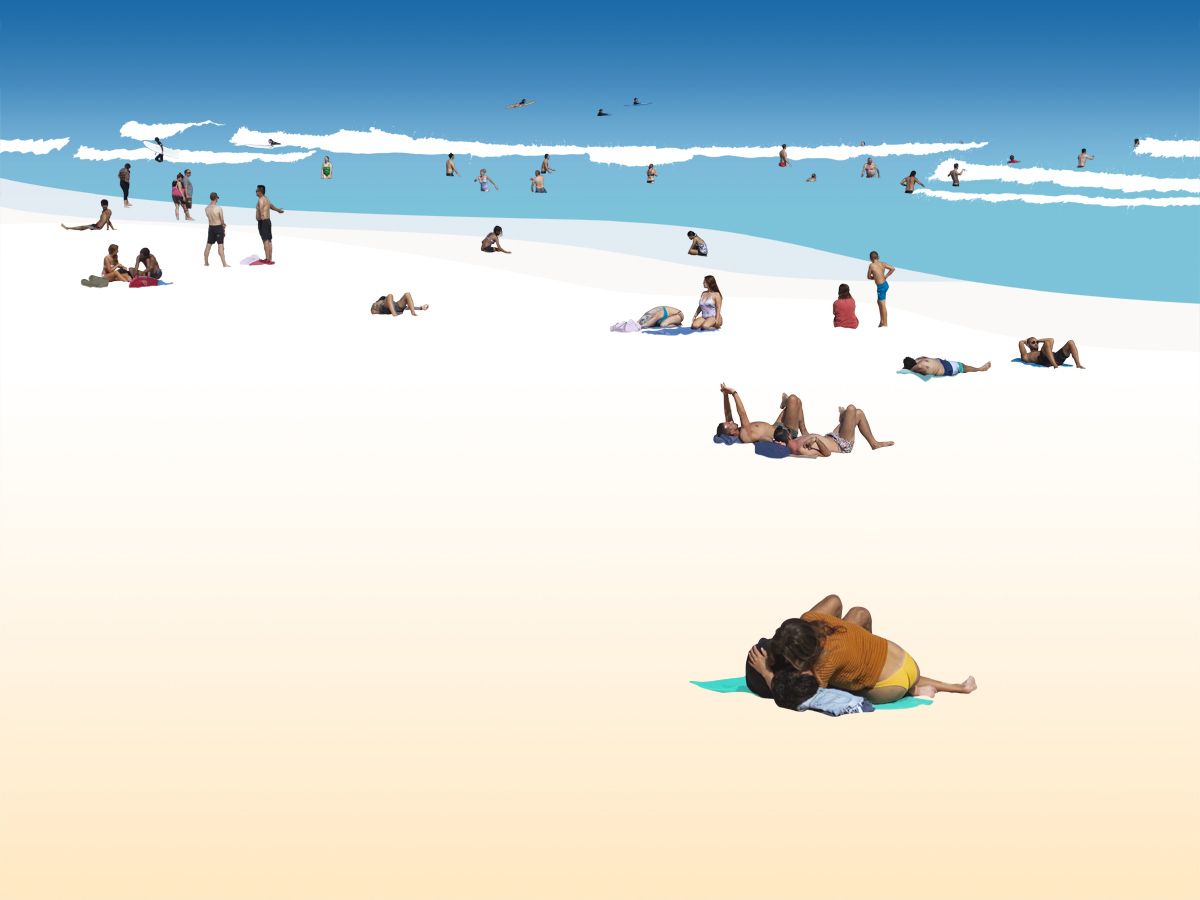 Editions d'art de GILLES INVERNIZZI a pour titre  AMOUREUX A BONDI BEACH style figuratif, graphique dim : GILLES INVERNIZZIprix:150