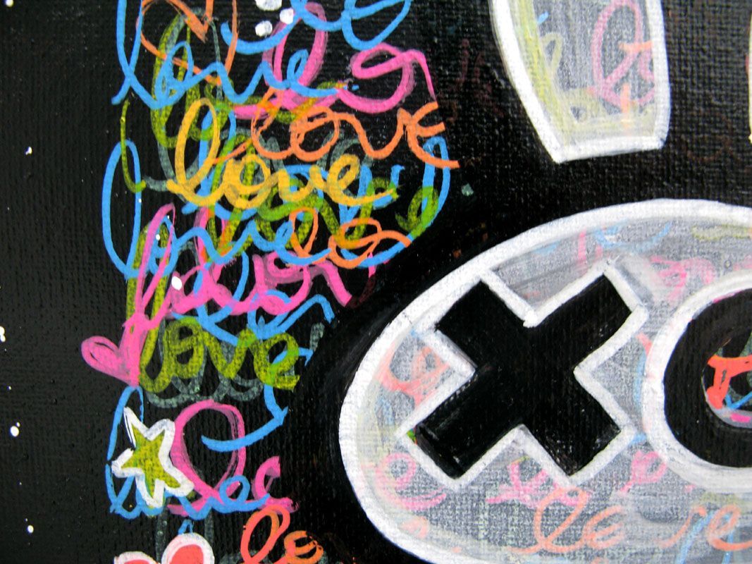 Tableau de LUSSY a pour titre  lapin love style graffiti, street pop art dim : LUSSYprix:80