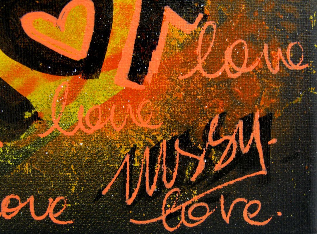Tableau de LUSSY a pour titre  lapin orange style graffiti, street pop art dim : LUSSYprix:80