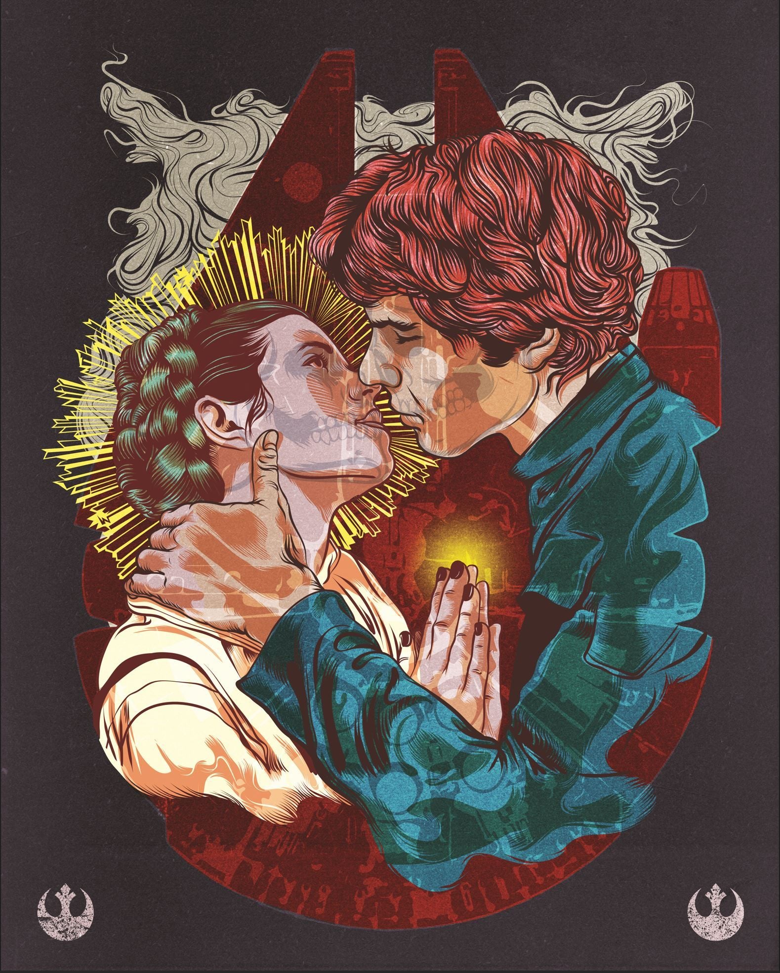 Editions d'art de Carlos Olmo a pour titre  Galactik Kiss style figuratif dim : Carlos Olmoprix:80
