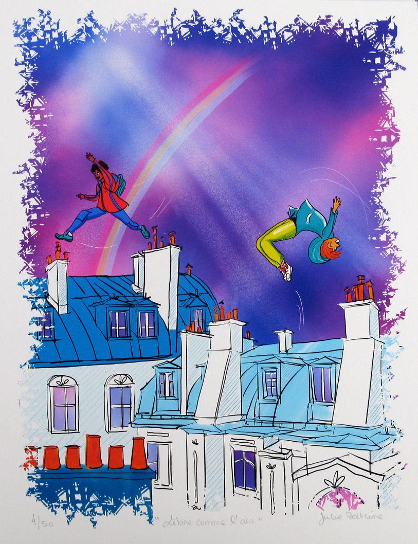 Editions d'art de JULIE ZEITLINE a pour titre  LIBRE COMME L'AIR style figuratif dim : JULIE ZEITLINEprix:75