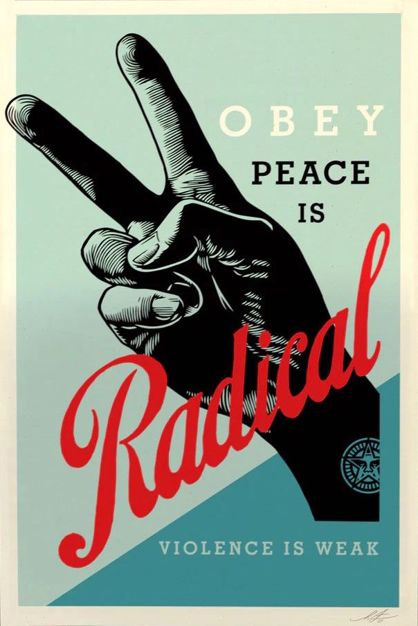 Lithographie graphique moyen format Radical Peace – OBEY : SHEPARD FAIREY – 91 × 61 cm