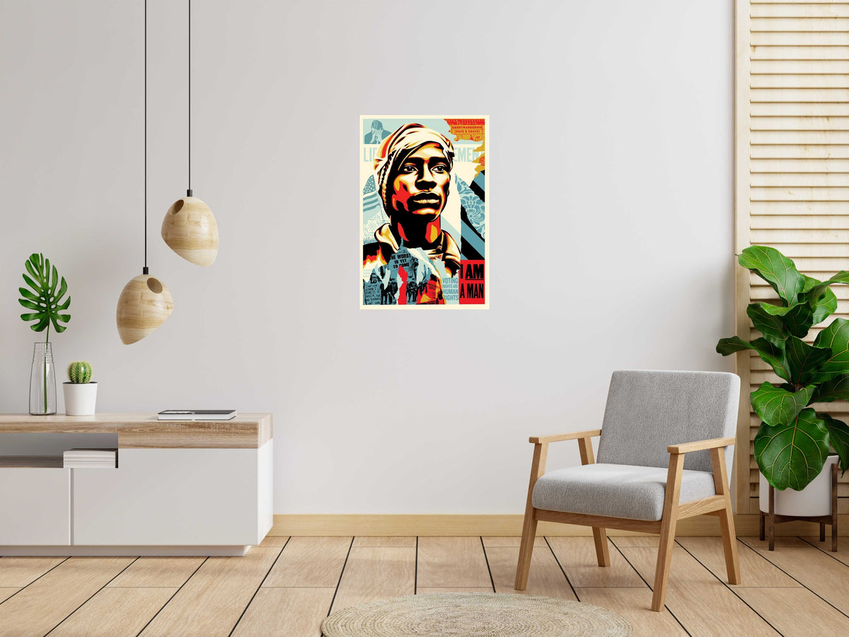 Lithographie VOTING RIGHTS ARE HUMAN RIGHTS de OBEY : SHEPARD FAIREY dans un intérieur – 61 × 91 cm