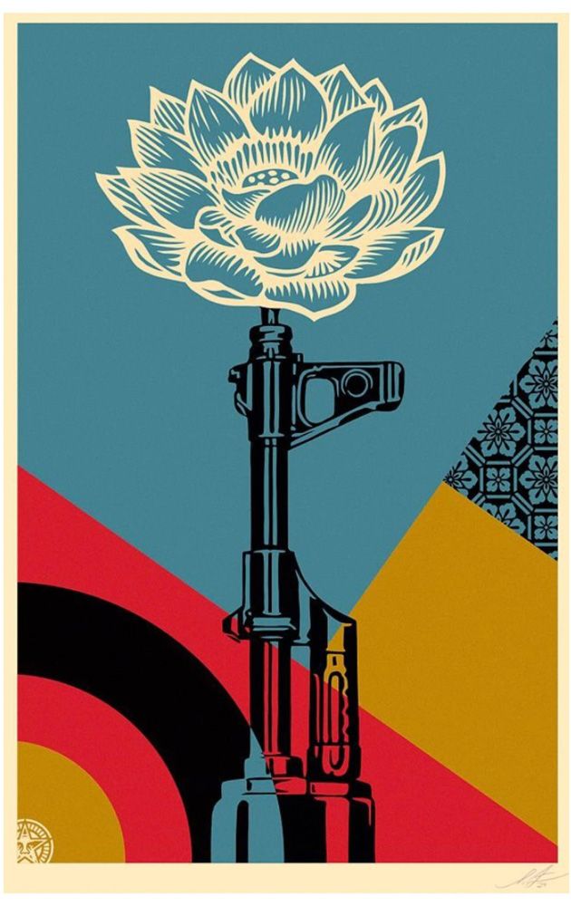 Lithographie moyen format AK-47 LOTUS – OBEY : SHEPARD FAIREY – 61 × 91 cm