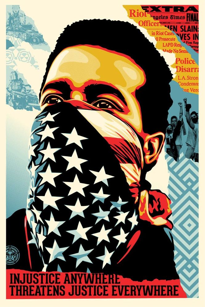 Lithographie street art moyen format AMERICAN RAGE – OBEY : SHEPARD FAIREY – 61 × 91 cm