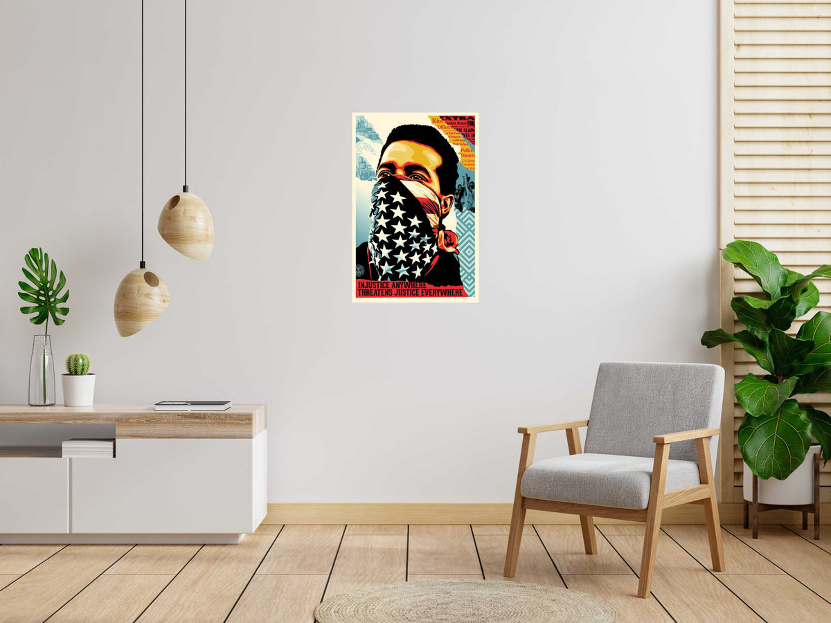 Lithographie AMERICAN RAGE de OBEY : SHEPARD FAIREY dans un intérieur – 61 × 91 cm