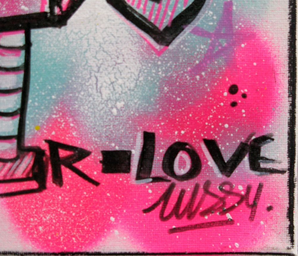 Tableau de LUSSY a pour titre  love robbbot style graffiti, street pop art dim : LUSSYprix:110