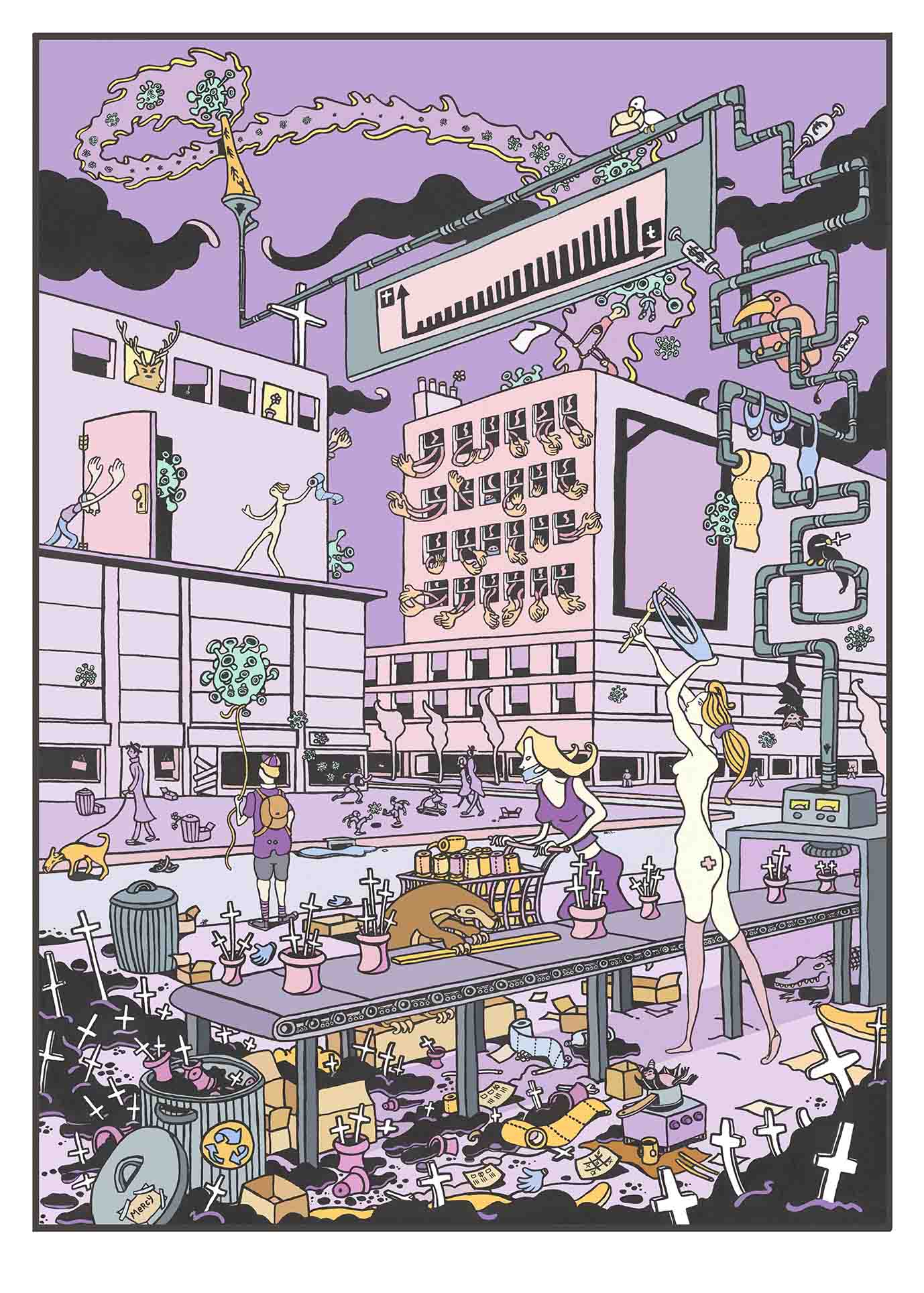 Editions d'art de Mark Temlett a pour titre  Machine Infernale style graphique dim : Mark Temlettprix:190