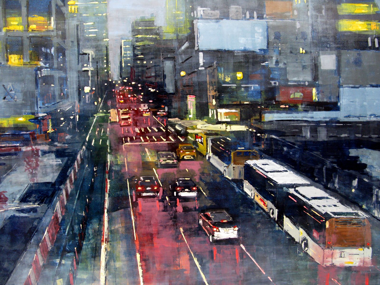 Tableau de ADRIEN FAVEAU a pour titre  Manhattan evening lights style figuratif, graphique dim : ADRIEN FAVEAUprix:3200