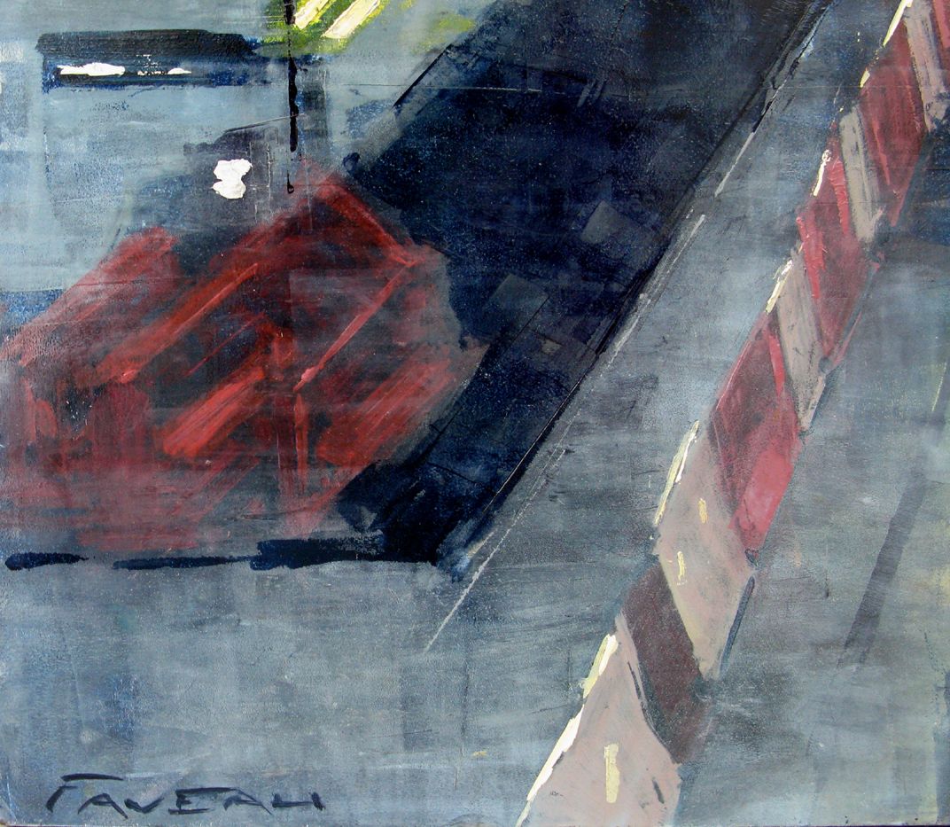 Tableau de ADRIEN FAVEAU a pour titre  Manhattan evening lights style figuratif, graphique dim : ADRIEN FAVEAUprix:3200